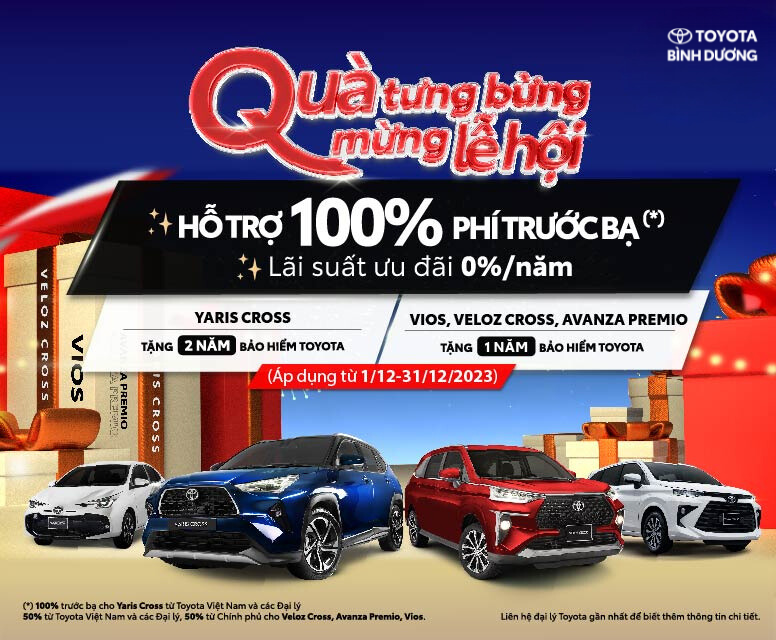 XE TOYOTA GIẢM 100% THUẾ TRƯỚC BẠ KHUYẾN MÃI THÁNG 12